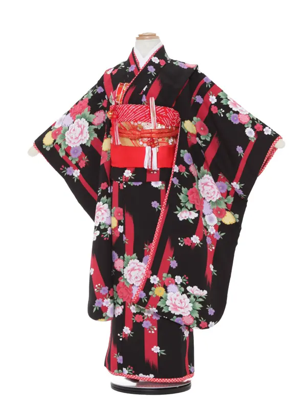 七五三レンタル（7女結び帯）7153  黒 矢絣
