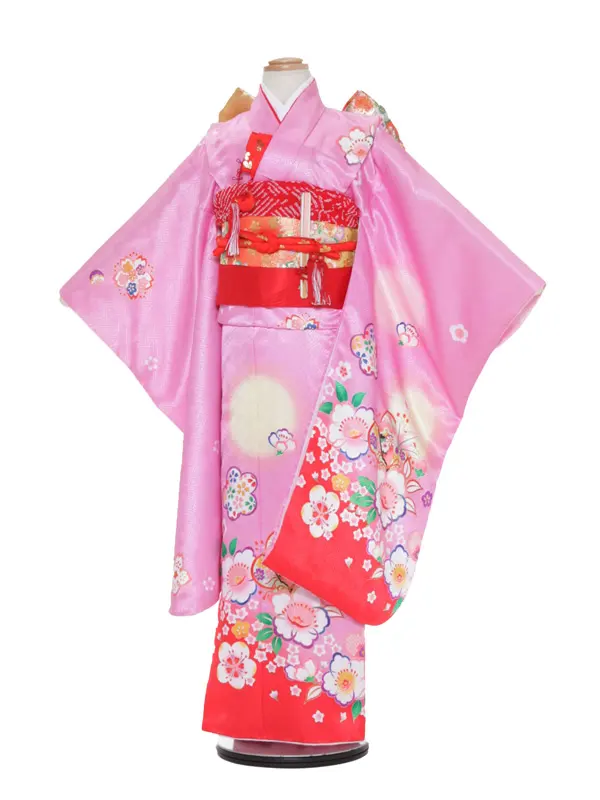 七五三レンタル（7女結び帯）7155  紫 羽子板