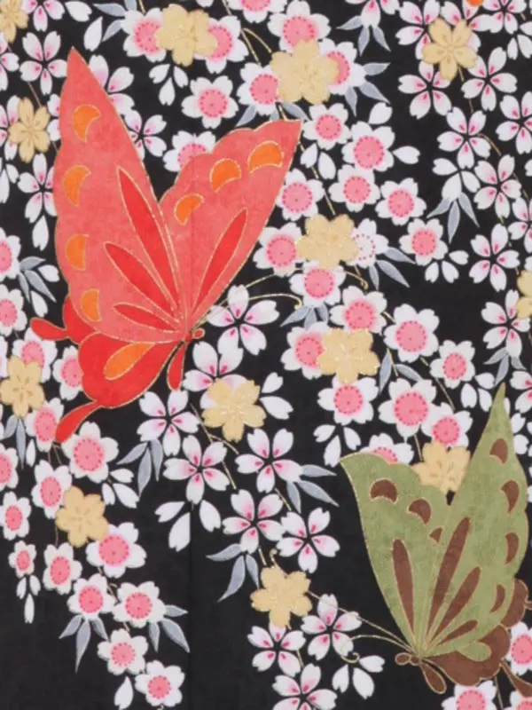 七五三レンタル（7女結び帯）7156  黒 しだれ桜