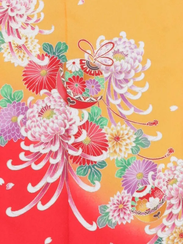 七五三レンタル（7女結び帯）7163  黄 乱菊