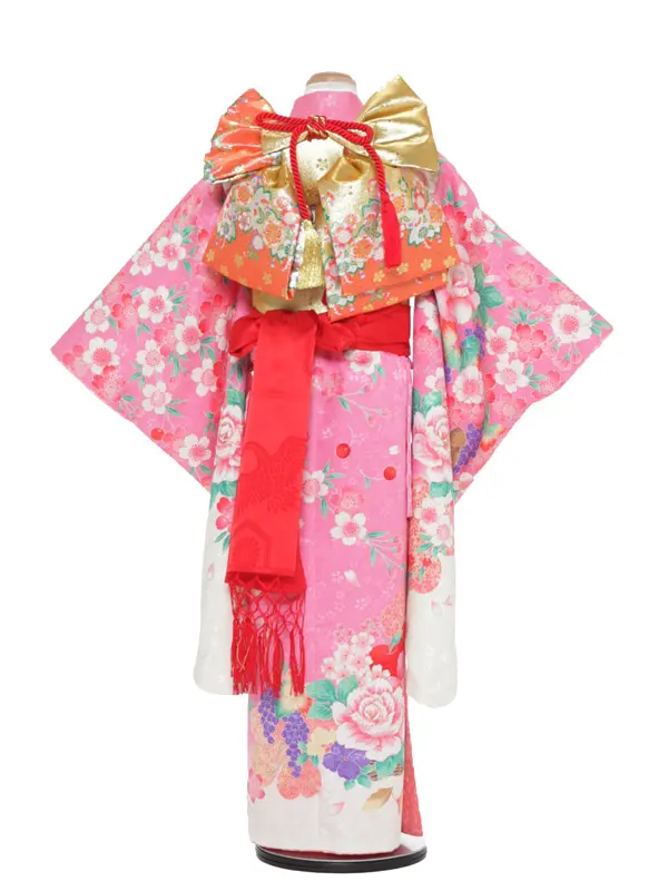 七五三レンタル（7女結び帯）7164  ﾋﾟﾝｸ りす