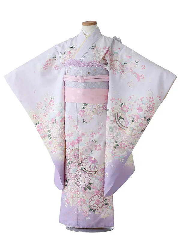 七五三（7女結び帯）7166 薄紫 鞠 花模様