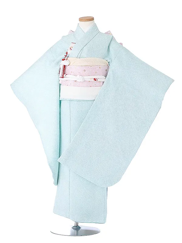 七五三（5女結び帯）7168【正絹】水色 きぬたや絞り 刺繍オリジナル