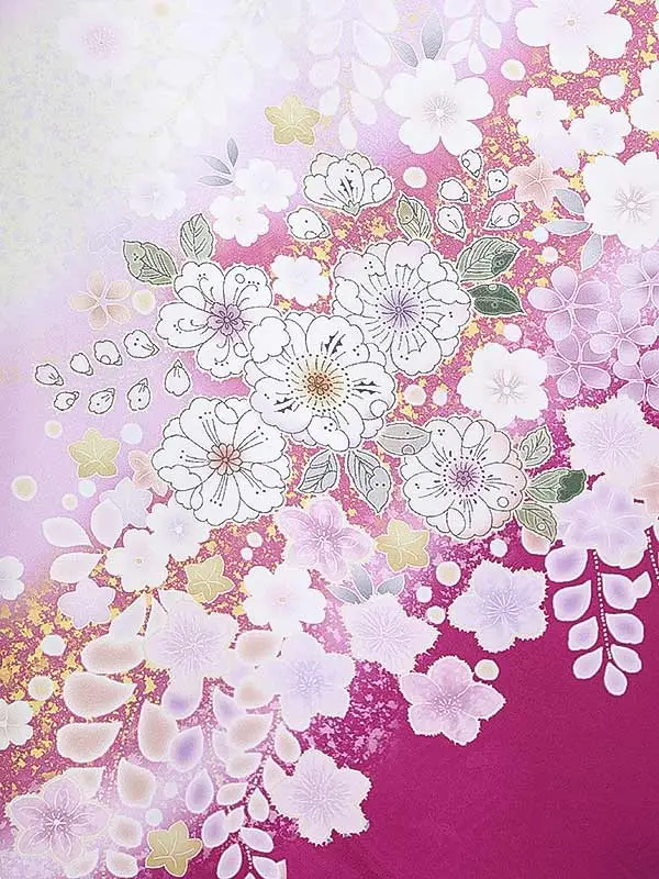 七五三（7女結び帯）7172【正絹】紫 辻が花 花模様