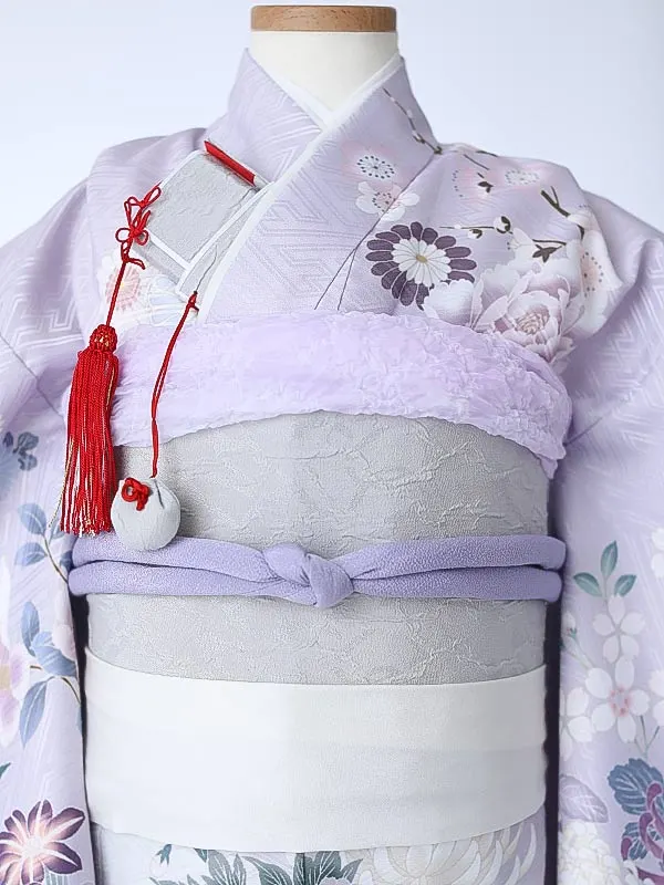七五三（7女結び帯）7179 薄紫 乱菊 扇