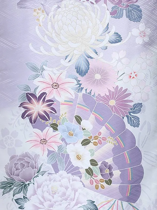七五三（7女結び帯）7179 薄紫 乱菊 扇