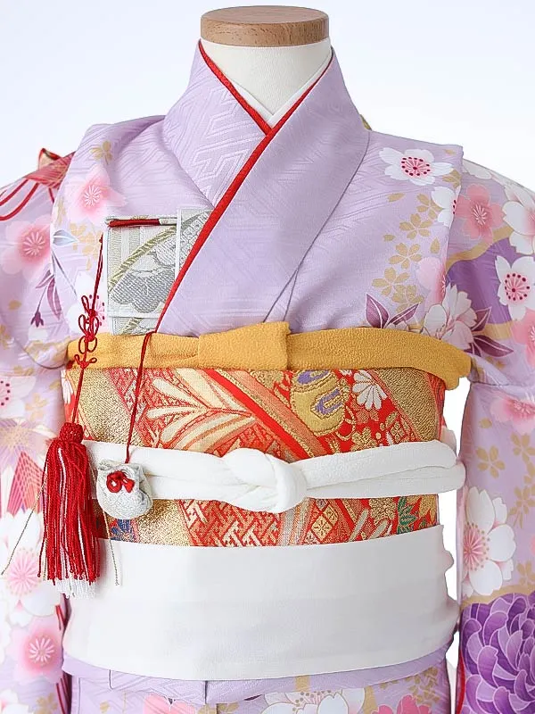七五三（5女結び帯）7181 紫 鞠 花模様