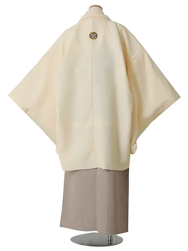 小学校卒業式ジュニア袴男0079 クリーム  ベージュ  家紋  小町Kids