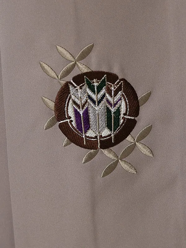 小学校卒業式ジュニア袴男0079 クリーム  ベージュ  家紋  小町Kids