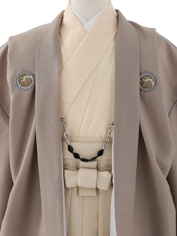 小学校卒業式ジュニア袴男0086 ベージュ 家紋 小町Kids