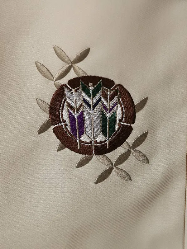 小学校卒業式ジュニア袴男0086 ベージュ 家紋 小町Kids