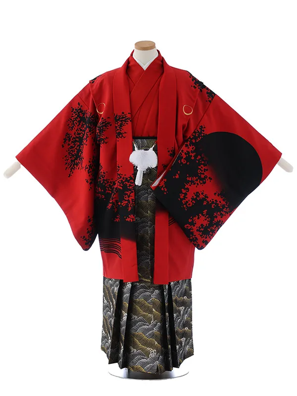 小学校卒業式ジュニア袴男0090 赤 黒 龍