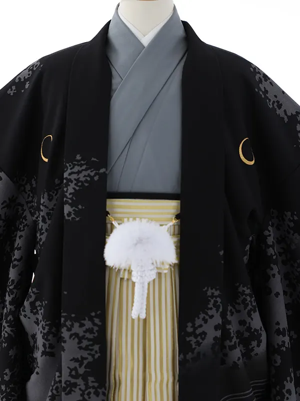 小学校卒業式ジュニア袴男0091 黒 水色 龍