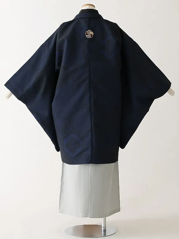 小学校卒業式ジュニア袴男0098 紺 家紋 亀甲 小町kids