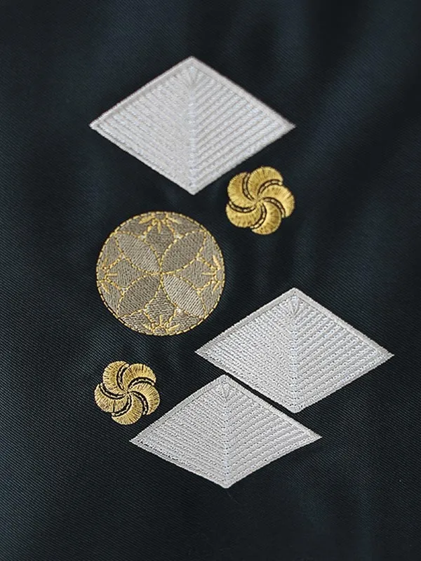 小学校卒業式ジュニア袴男0099 グレー 家紋 亀甲 小町kids