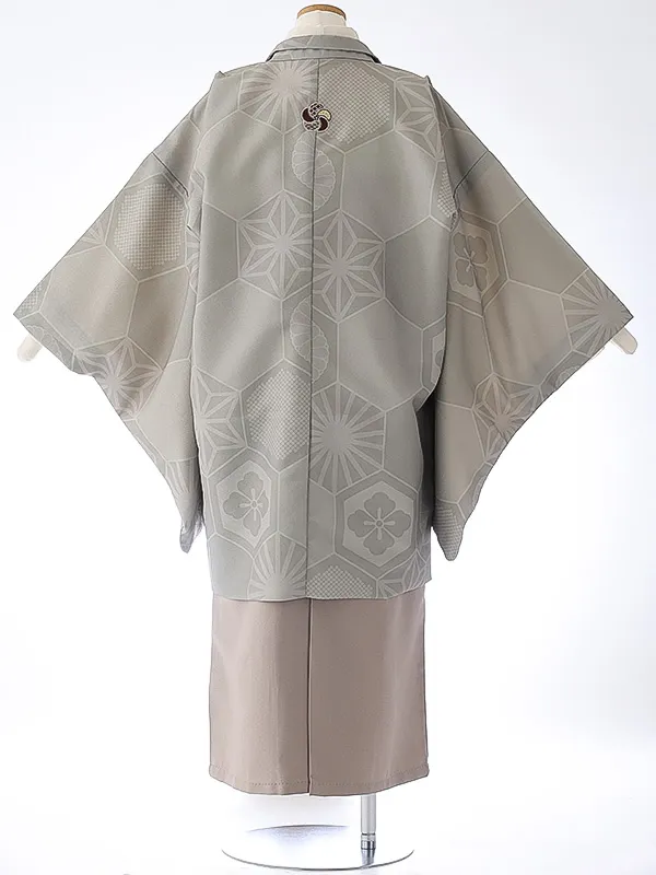 小学校卒業式ジュニア袴男0101 ベージュ 家紋 亀甲 小町kids
