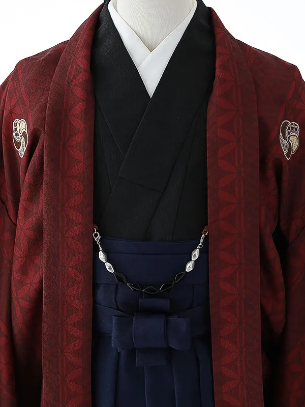小学校卒業式ジュニア袴男0102 赤 家紋 亀甲 小町kids