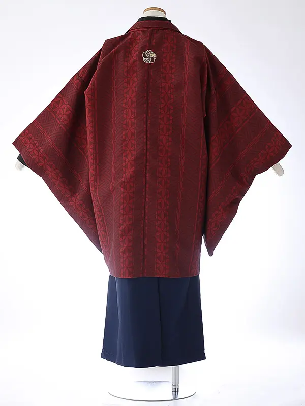 小学校卒業式ジュニア袴男0102 赤 家紋 亀甲 小町kids
