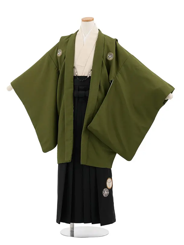 小学校卒業式ジュニア袴男0103 カーキ 紋付 小町kids