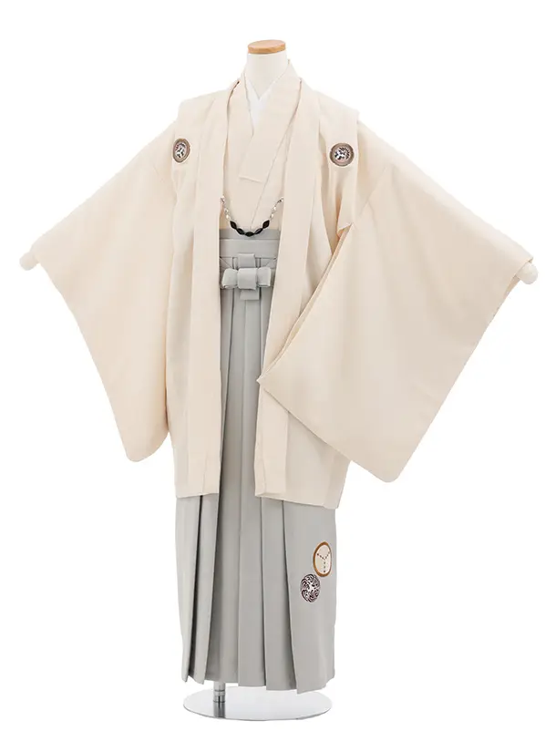 小学校卒業式ジュニア袴男0105 ベージュ 紋付 小町kids