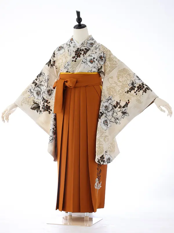 小学校卒業式ジュニア袴女0143 ベージュ 洋花 JILLSTUART