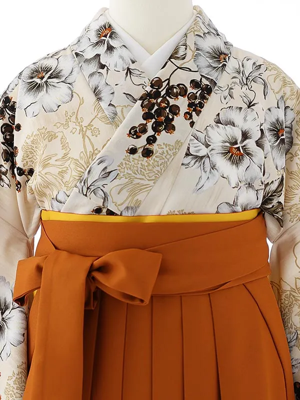 小学校卒業式ジュニア袴女0143 ベージュ 洋花 JILLSTUART