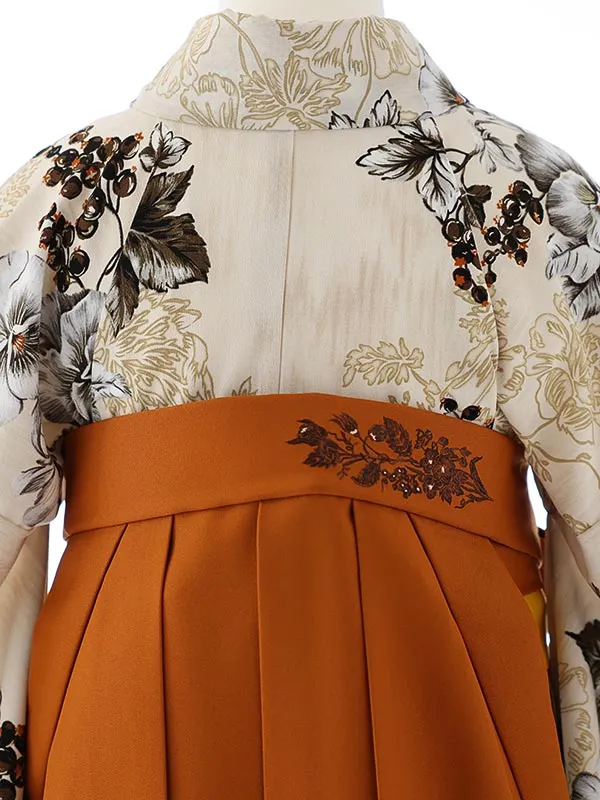 小学校卒業式ジュニア袴女0143 ベージュ 洋花 JILLSTUART