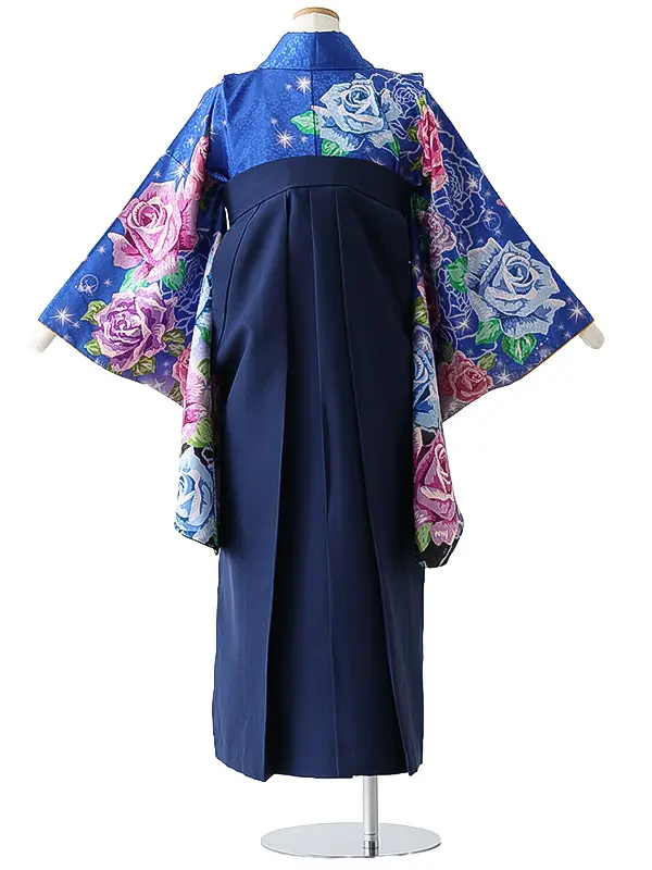 小学校卒業式ジュニア袴女0150 青 紫 バラ