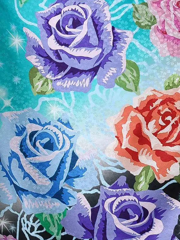 小学校卒業式ジュニア袴女0151 ターコイズブルー 紫 バラ