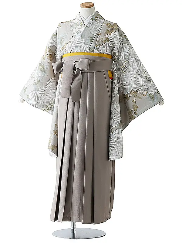 小学校卒業式ジュニア袴女0153 ベージュ 牡丹