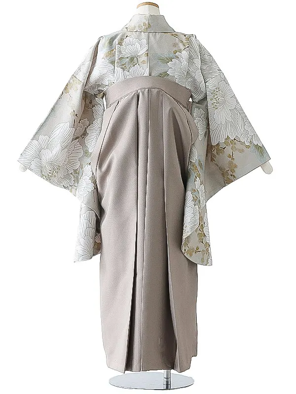 小学校卒業式ジュニア袴女0153 ベージュ 牡丹