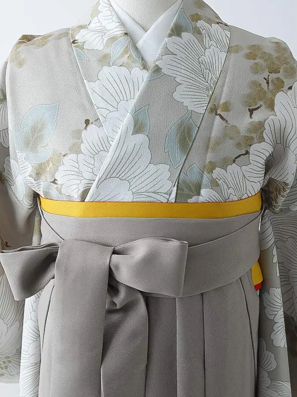 小学校卒業式ジュニア袴女0153 ベージュ 牡丹