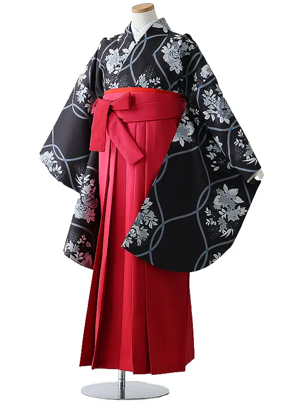 小学校卒業式ジュニア袴女0156 黒 洋花