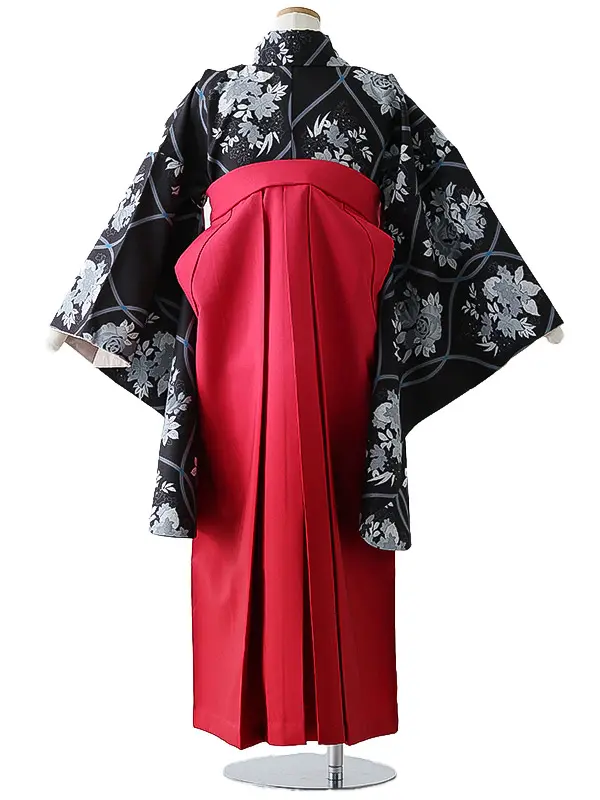 小学校卒業式ジュニア袴女0156 黒 洋花