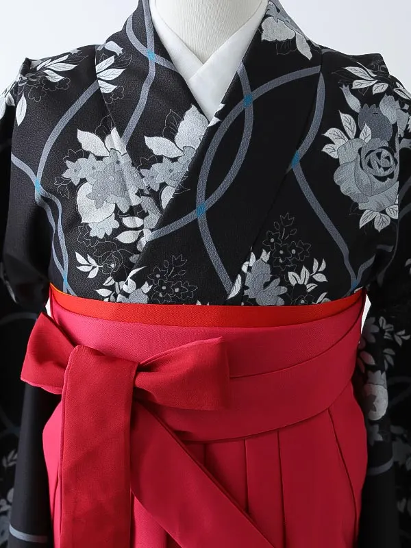 小学校卒業式ジュニア袴女0156 黒 洋花