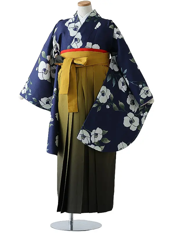 小学校卒業式ジュニア袴女0157 紺 椿