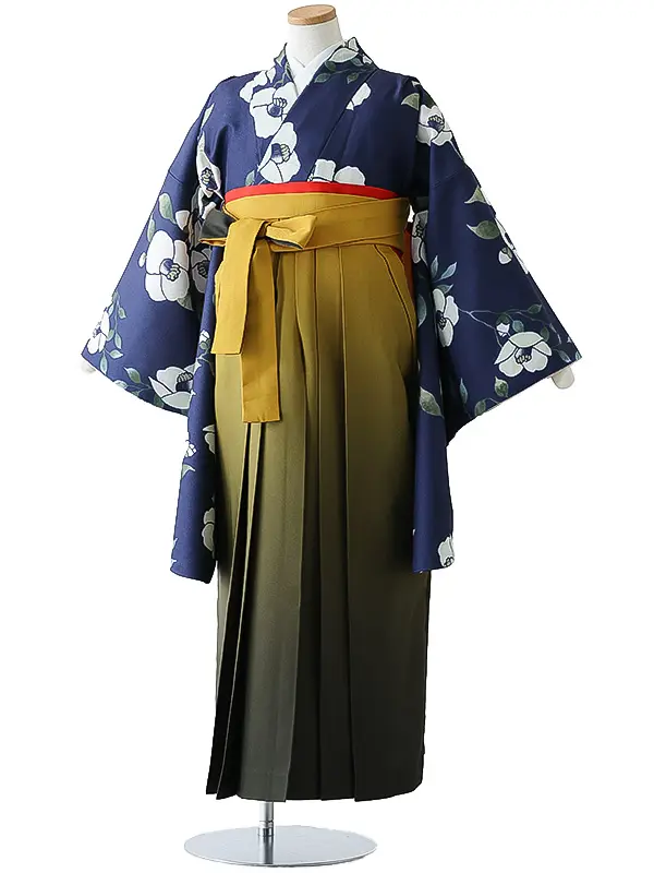 小学校卒業式ジュニア袴女0157 紺 椿