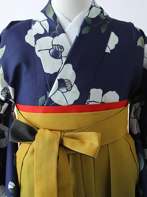 小学校卒業式ジュニア袴女0157 紺 椿