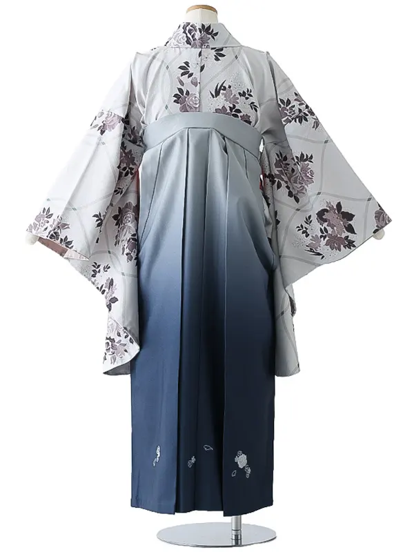 小学校卒業式ジュニア袴女0158 薄グレー 洋花