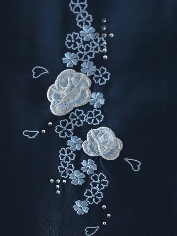 小学校卒業式ジュニア袴女0158 薄グレー 洋花