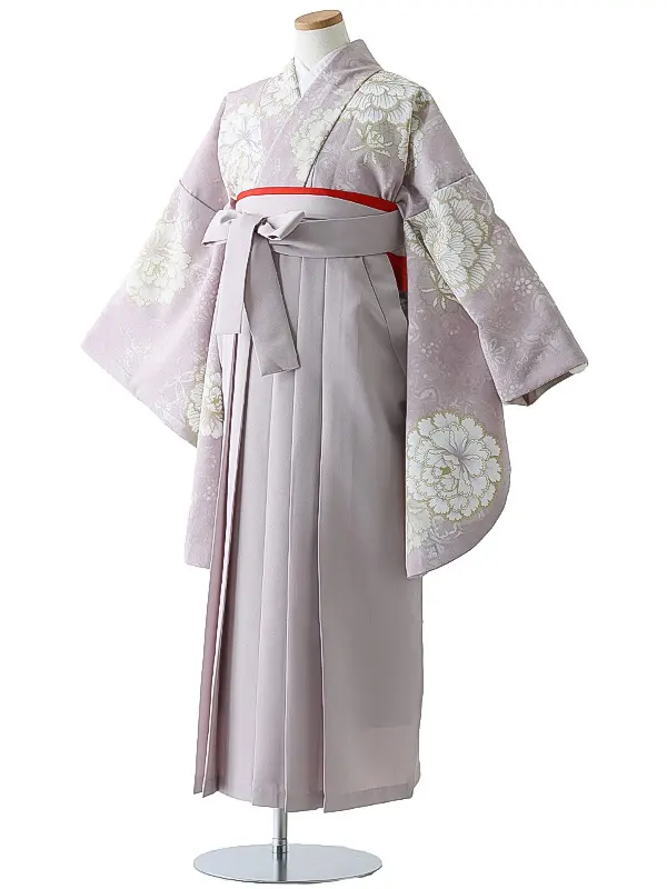 小学校卒業式ジュニア袴女0162 薄ピンク 牡丹 くすみ