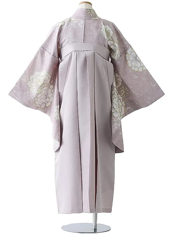 小学校卒業式ジュニア袴女0162 薄ピンク 牡丹 くすみ