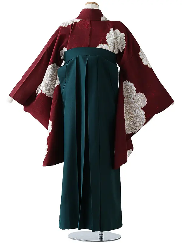 小学校卒業式ジュニア袴女0166 えんじ 白 牡丹