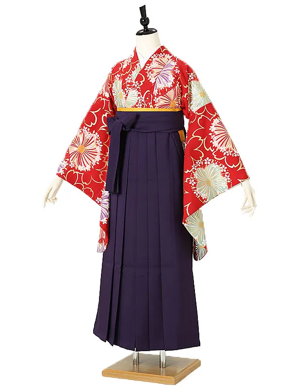 小学校卒業式ジュニア袴女0177 赤 桜