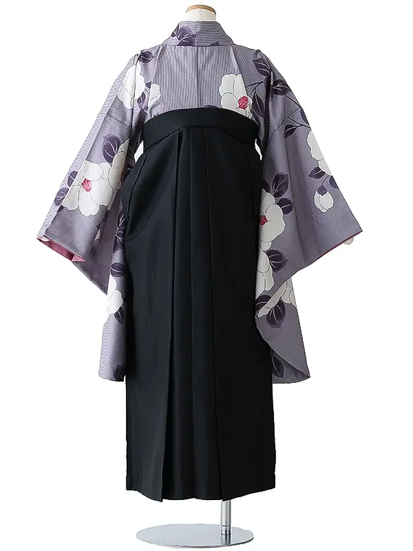 小学校卒業式ジュニア袴女0184 紫 白 椿