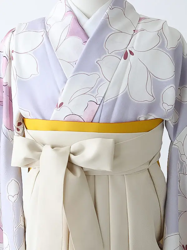 小学校卒業式ジュニア袴女0186 薄紫 白 百合