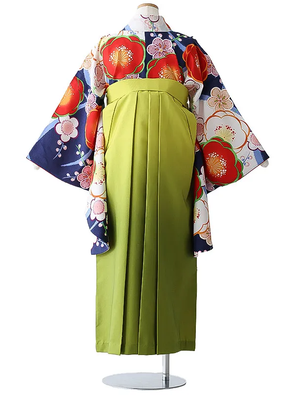 小学校卒業式ジュニア袴女0188 紺 梅 花模様