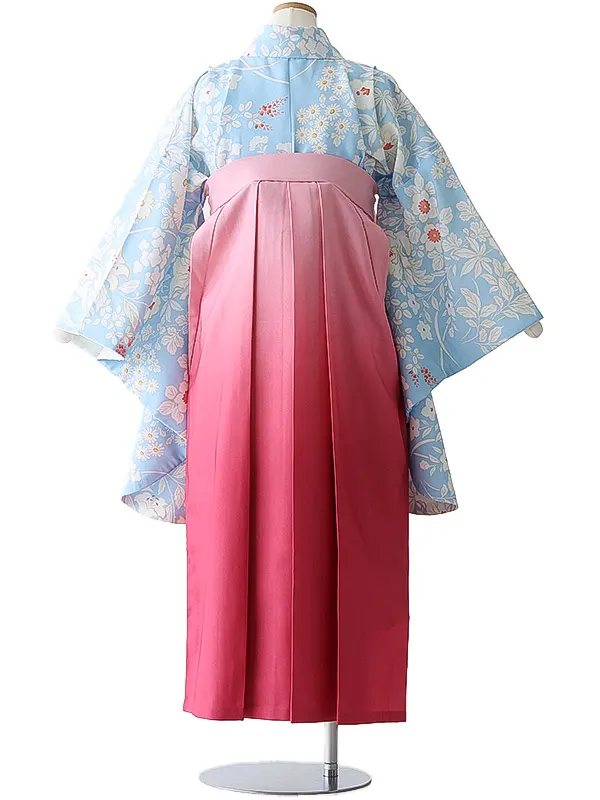 小学校卒業式ジュニア袴女0189 水色 小花模様