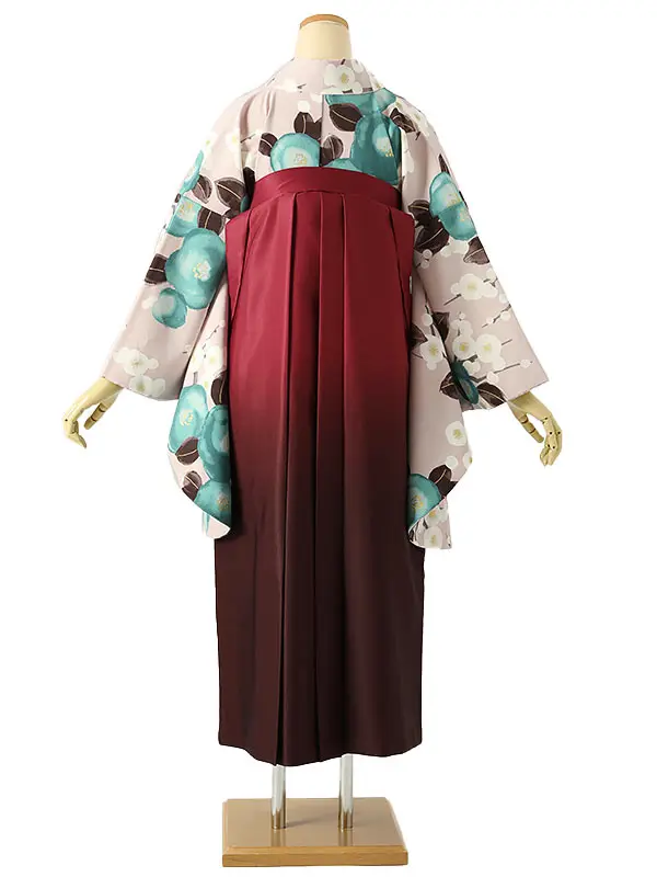 小学校卒業式ジュニア袴女0198 薄ピンク 赤 椿