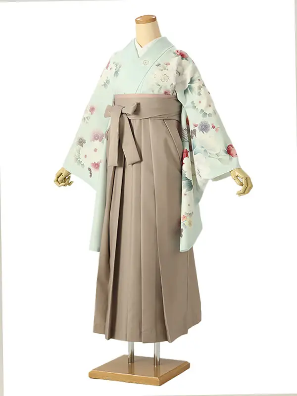 小学校卒業式ジュニア袴女0201 水色 梅 牡丹